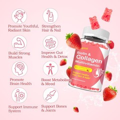 Sijigood 2 Pack Multi Collagen Peptides Gummies For Women Men Ultra Hydrolyzed