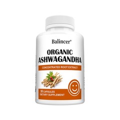 Organic Ashwagandha Supplement High Potency Supports Stress 30/60/120 Capsules