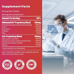NAD+ Supplement 60pcs Premium Nicotinamide Riboside & Resveratrol DNA Repair