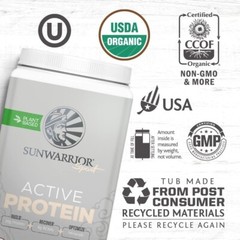 Sunwarrior Pre & Post Workout Active Protein Vegan – Chocolate Protein, 2.2 lbs