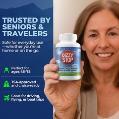 DizzyStop Herbal Supplement – Vertigo Relief, Dizziness, Motion Sickness-3 Pack