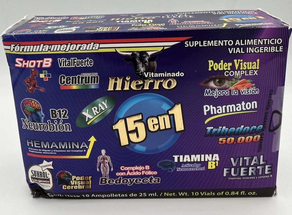 15/1 Micro Ampollas Hierro Bellodecta NeuroBion Pharmaton Vital Fuerte 10 ml