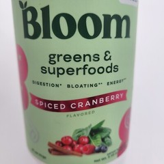 Bloom Greens & Superfoods Powder Spiced Cranberry 5.49oz 25 Servings Exp 8/26