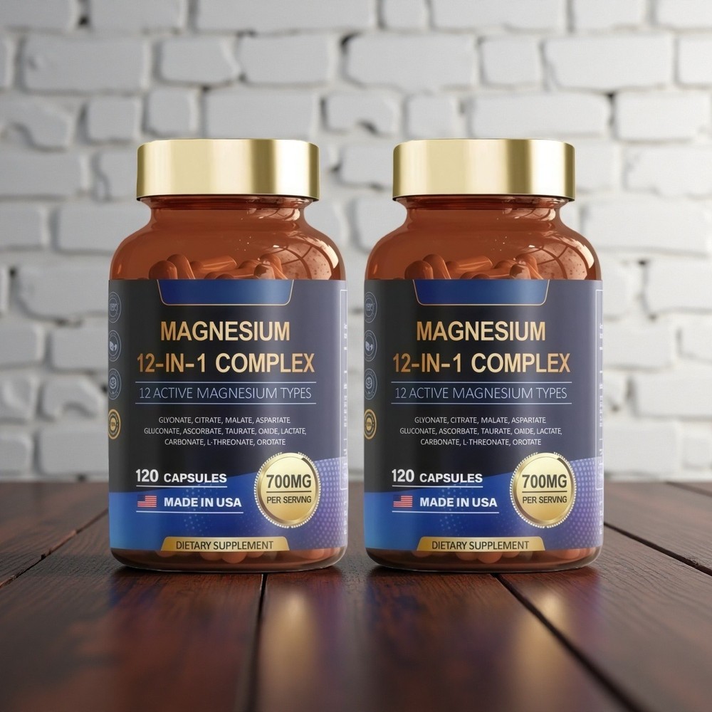 12 Magnesium Forms Complex 2 Pack Glycinate L-Threonate Muscle & Sleep Help